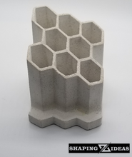 Load image into Gallery viewer, Honeycomb desk organizer pen holder and business card holder- pencil holder- Cement pen holder - desk organizer - Shaping Ideas
