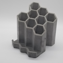 Load image into Gallery viewer, Honeycomb desk organizer pen holder and business card holder- pencil holder- Cement pen holder - desk organizer - Shaping Ideas