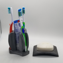 Load image into Gallery viewer, Bath Set - Soap Dish - Bath Accessories - Toothbrush Holder - Bath Organizer - Concrete - Cement - Modern - Bath Decor - Minimalist - Beton - Shaping Ideas