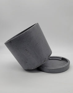 9" Concrete Pot and Saucer Set | Modern & Minimalist Cement Flower Pot | Pot Holder | Cylinder Cement Planter | Matte Gray - Shaping Ideas 