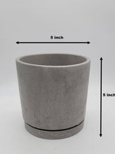 Load image into Gallery viewer, 5&quot; Concrete Pot and Saucer Set | Modern &amp; Minimalist Cement Flower Pot | Pot Holder | Cylinder Cement Planter | Matte Gray - Shaping Ideas 
