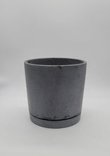 Load image into Gallery viewer, 9&quot; Concrete Pot and Saucer Set | Modern &amp; Minimalist Cement Flower Pot | Pot Holder | Cylinder Cement Planter | Matte Gray - Shaping Ideas 
