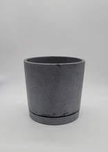Load image into Gallery viewer, 9" Concrete Pot and Saucer Set | Modern & Minimalist Cement Flower Pot | Pot Holder | Cylinder Cement Planter | Matte Gray - Shaping Ideas