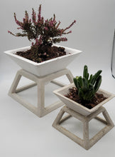 Load image into Gallery viewer, Planter with stand pyramid shape in cement 6 inch, Concrete planter square, gift for her minimalist and modern vase.