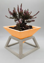 Load image into Gallery viewer, Planter with stand pyramid shape in cement 6 inch, Concrete planter square, gift for her minimalist and modern vase.