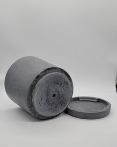 5" Concrete Pot and Saucer Set | Modern & Minimalist Cement Flower Pot | Pot Holder | Cylinder Cement Planter | Matte Gray - Shaping Ideas 