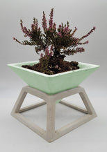 Load image into Gallery viewer, Planter with stand pyramid shape in cement 6 inch, Concrete planter square, gift for her minimalist and modern vase.