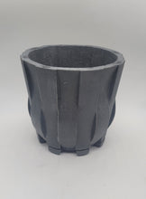 Load image into Gallery viewer, 7 inch Cement Planer with drainage hole and saucer. Woven pattern. | 7" Concrete Pot and Saucer Set | Modern & Minimalist Cement Flower Pot - Shaping Ideas