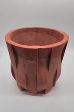 Load image into Gallery viewer, 7 inch Cement Planer with drainage hole and saucer. Woven pattern. | 7" Concrete Pot and Saucer Set | Modern & Minimalist Cement Flower Pot - Shaping Ideas