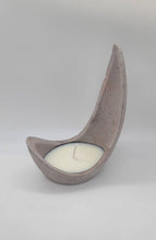Load image into Gallery viewer, Oval bowl soy candle, cement container with pour in candle, tall candle holder, decorative,
