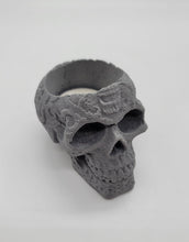 Load image into Gallery viewer, Human Realistic Cement Skull Tealight Holders - Set of 2 - Goth Halloween Art Candle Tea Light Holder Handmade Home Gift