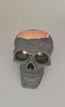 Load image into Gallery viewer, Human Realistic Cement Skull Tealight Holders - Set of 2 - Goth Halloween Art Candle Tea Light Holder Handmade Home Gift