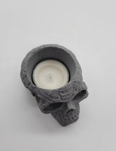 Load image into Gallery viewer, Human Realistic Cement Skull Tealight Holders - Set of 2 - Goth Halloween Art Candle Tea Light Holder Handmade Home Gift