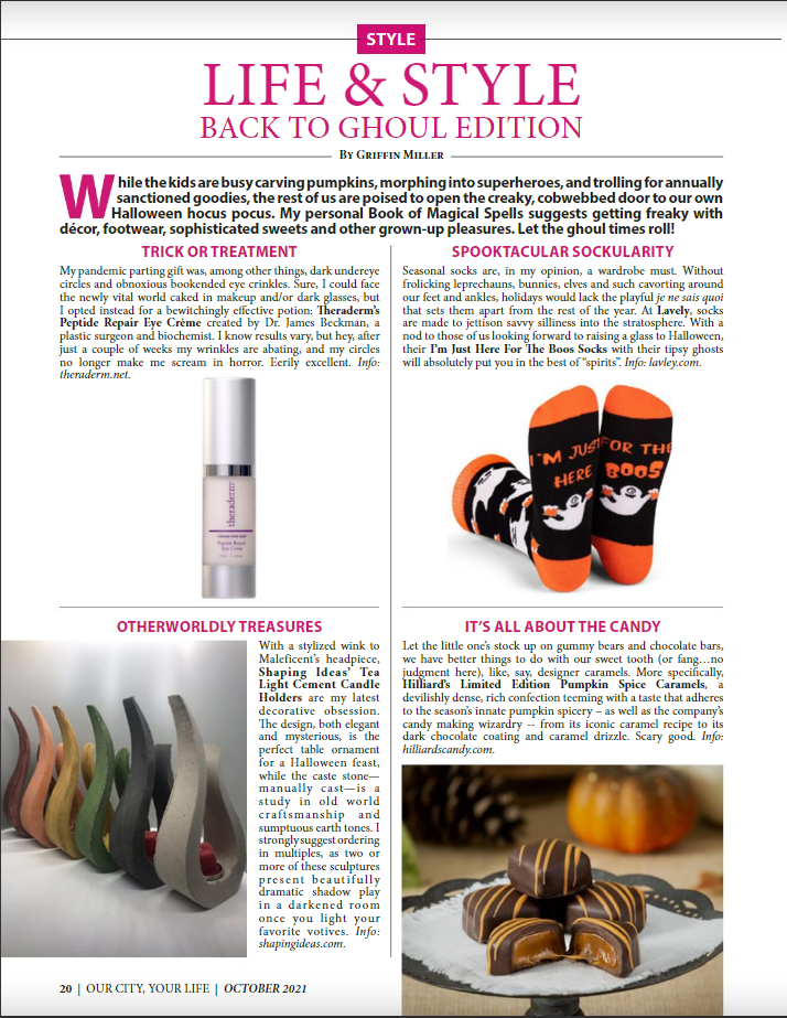 New York Life Styles Magazine featured our Tealight Candle Holder in the October 2021.