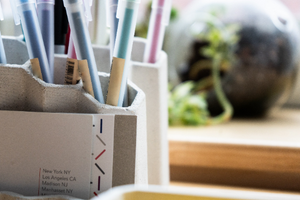 Desk Accessories Set - Post-It Holder - Pen Cup - Desk Organizer - Business Card Holder - Cement - Office Organizer - Paper Clip Holder - Shaping Ideas 