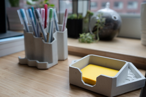 Desk Accessories Set - Post-It Holder - Pen Cup - Desk Organizer - Business Card Holder - Cement - Office Organizer - Paper Clip Holder - Shaping Ideas 