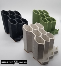 Load image into Gallery viewer, Honeycomb desk organizer pen holder and business card holder- pencil holder-  Cement pen holder - desk organizer - Shaping Ideas 
