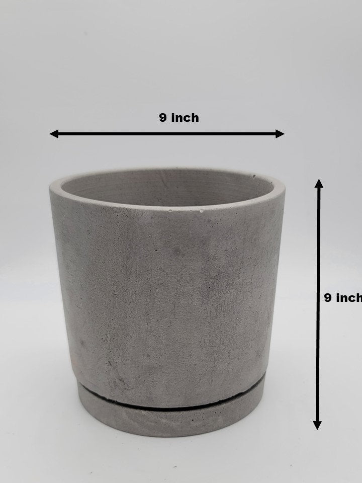 9 inch plant pot 9" Concrete Pot and Saucer Set