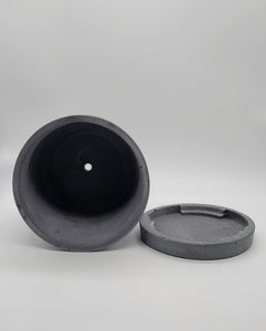 7" Concrete Pot and Saucer Set | Modern & Minimalist Cement Flower Pot | Pot Holder | Cylinder Cement Planter | Matte Gray - Shaping Ideas 